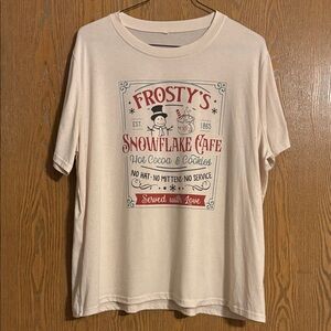 Frosty’s Snowflake Cafe Graphic Tee - Cream Size 3XL